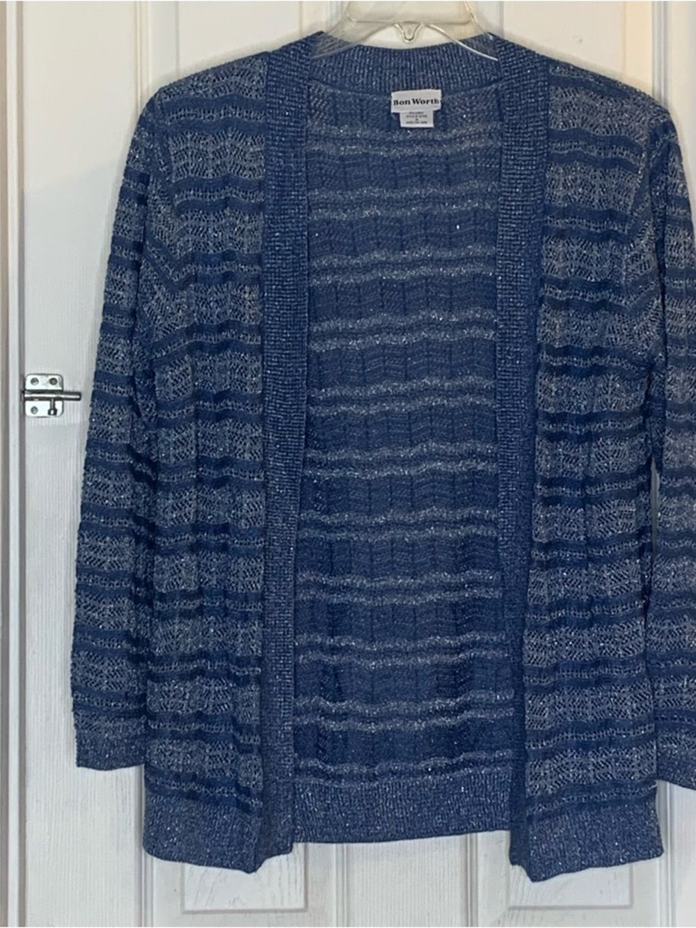 Bon Worth biltmore blue open knit cardigan Size Medium